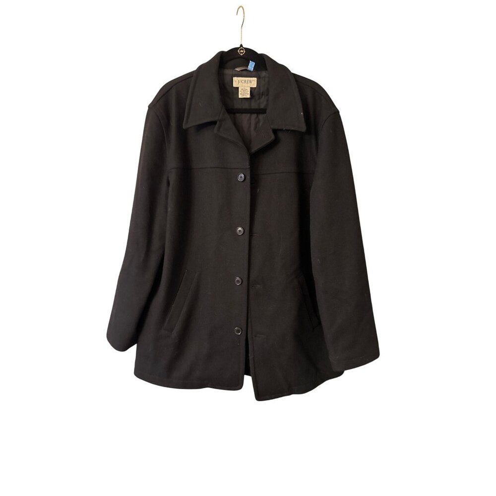 J. Crew Mens‎ Large Black Wool Blend Coat Thinsulate Lining Classic